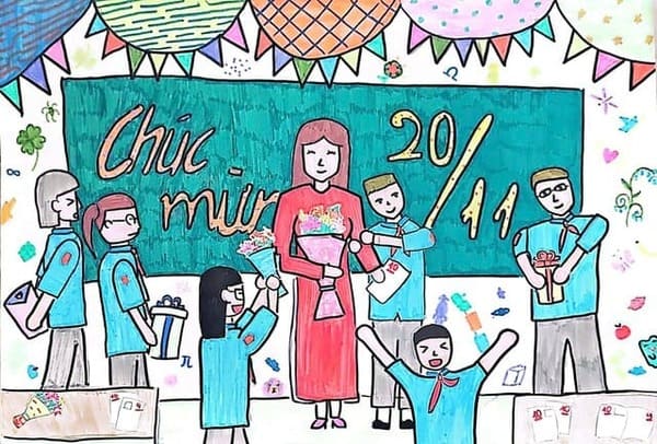 Tranh vẽ chúc mừng cô giáo ngày 20/11