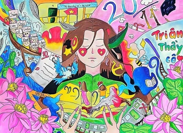 Tranh vẽ 20/11 tri ân thầy cô kèm lời chúc