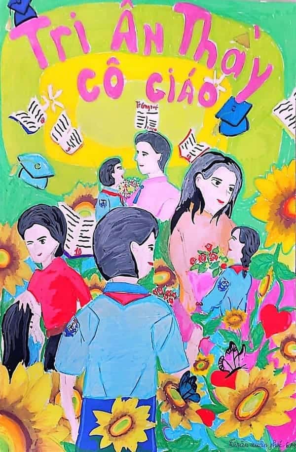 Vẽ tranh tri ân thầy cô siêu đẹp