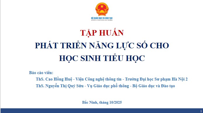 Powerpoint Tập huấn phát triển năng lực số cho học sinh Tiểu học