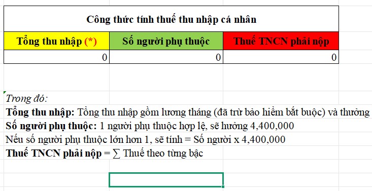 File Excel tính nhanh thuế thu nhập cá nhân năm 2018