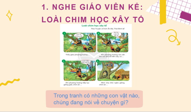 PowerPoint Tiếng Việt 2 Bài 4: Nghe - kể Loài chim học xây tổ