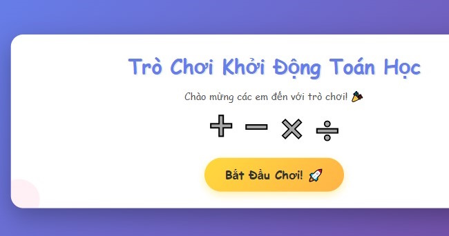 Trò chơi AI khởi động đầu giờ môn Toán tiểu học