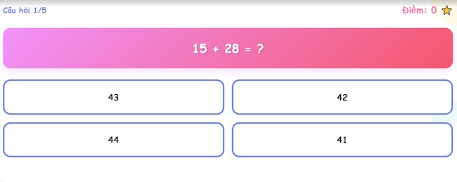 Trò chơi AI khởi động đầu giờ môn Toán tiểu học