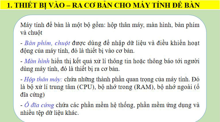 Giáo án PowerPoint Tin học 7 Bài 1