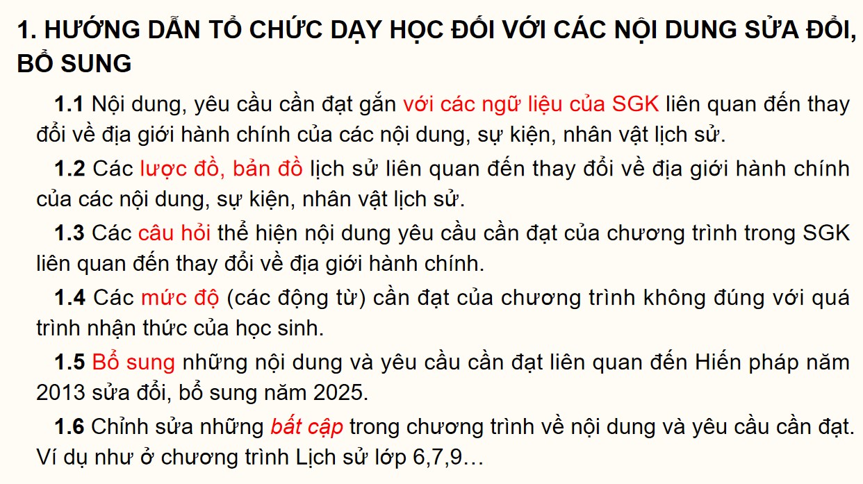 Nội dung PPT tập huấn sửa đổi chương trình dạy học môn Lịch sử THCS