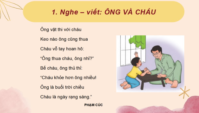 PowerPoint Tiếng Việt 2 Bài 12: Nghe - viết Ông và cháu, Chữ hoa K