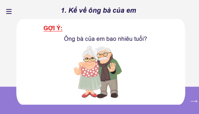 PowerPoint Tiếng Việt 2 Bài 12: Viết về ông bà