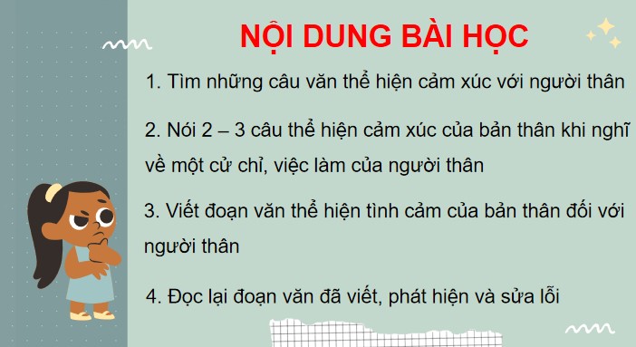PowerPoint Bài 22 Viết: Viết đoạn văn thể hiện tình cảm của em với người thân