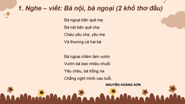 PowerPoint Tiếng Việt 2 Bài 13: Nghe - viết Bà nội, bà ngoại, Chữ hoa L