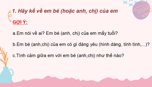 PowerPoint Tiếng Việt 2 Bài 16: Viết về anh chị em của em