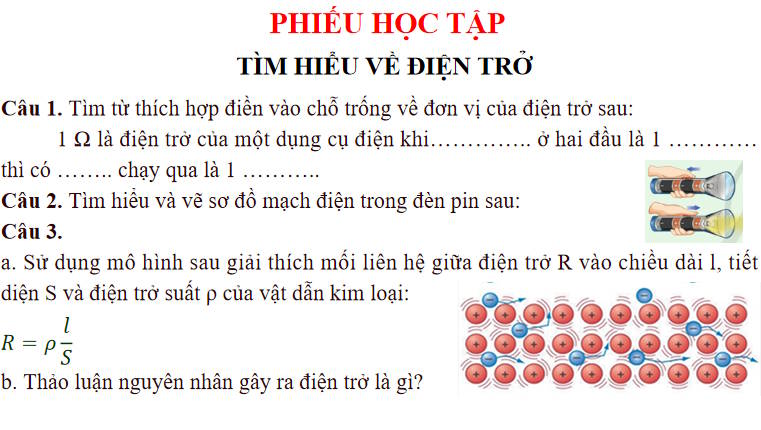 Giáo án PowerPoint Vật lí 11 Bài 2: Điện trở