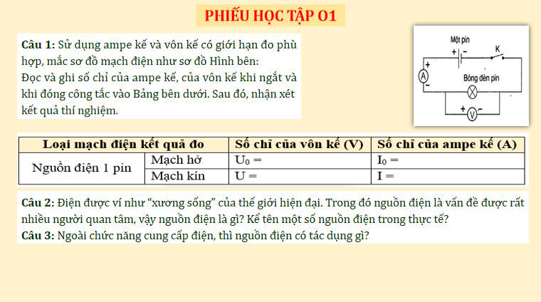 Giáo án PowerPoint Vật lí 11 Bài 3: Nguồn điện năng lượng điện và công suất điện