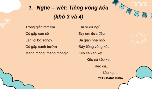PowerPoint Tiếng Việt 2 Bài 17: Nghe - viết Tiếng võng kêu, Chữ hoa Ô, Ơ