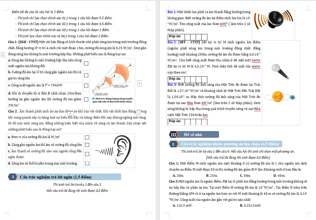 Các dạng bài tập về Cường độ sóng 