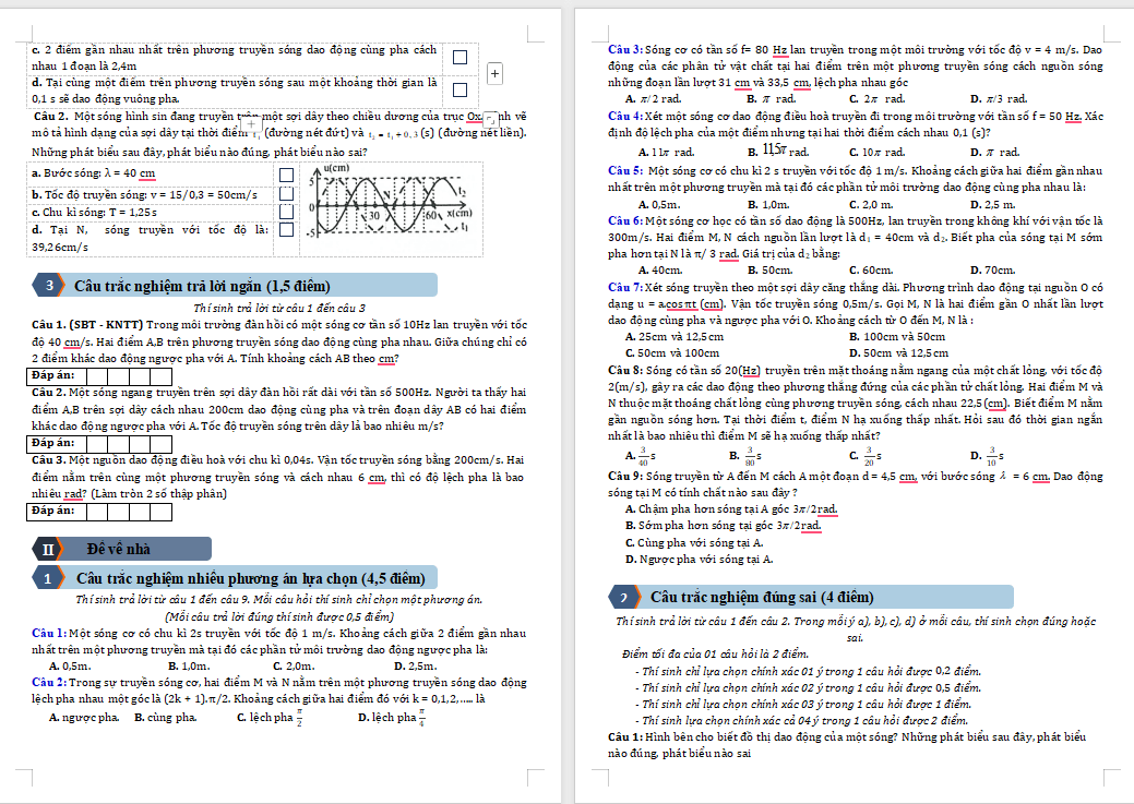 Độ lệch pha giữa hai điểm trên cùng phương truyền sóng
