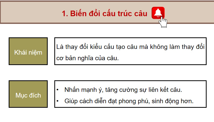 Biến đổi và mở rộng cấu trúc câu