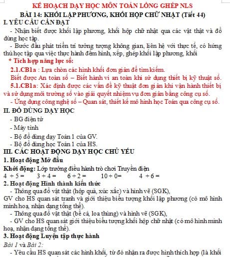 Bài dạy ích hợp Năng lực số môn Toán lớp 1 sách Kết nối tri thức