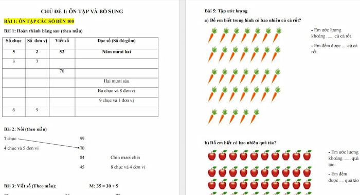 Đề cương ôn thi học kì 1 Toán 2 KNTT