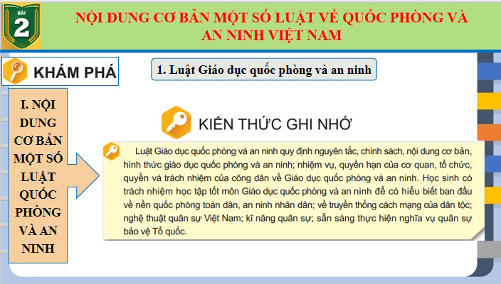 Giáo án PowerPoint Giáo dục Quốc phòng và An ninh 10 Bài 2
