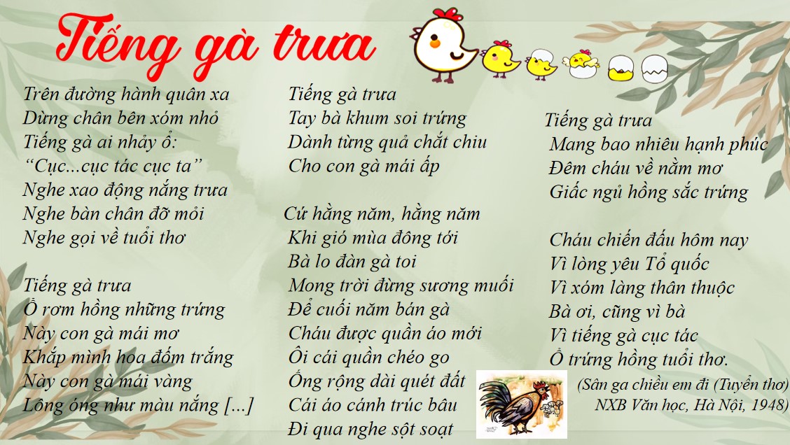 PowerPoint Bài Vẻ đẹp của bài thơ Tiếng gà trưa Văn 7 Cánh Diều