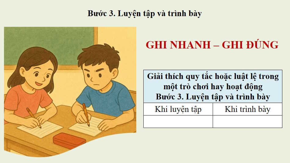 Giải thích quy tắc hoặc luật lệ trong một trò chơi hay hoạt động