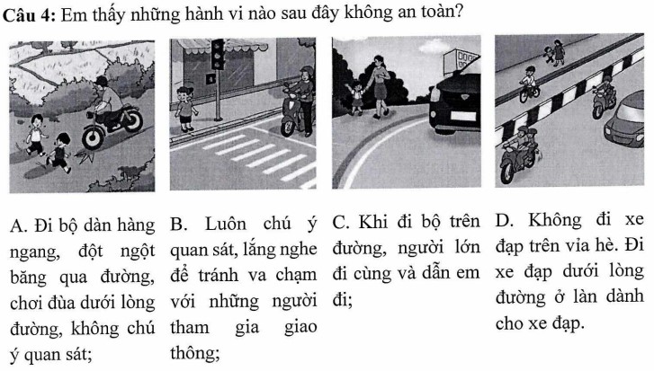 Em thấy những hành vi nào sau đây không an toàn?
