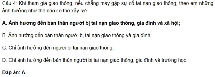 Khi tham gia giao thông, nếu chẳng may gặp sự cố tai nạn giao thông, theo em những ảnh hưởng như thế nào có thể xảy ra?