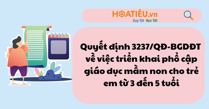 Quyết định 3237/QĐ-BGDĐT về việc triển khai phổ cập giáo dục mầm non cho trẻ em từ 3 đến 5 tuổi