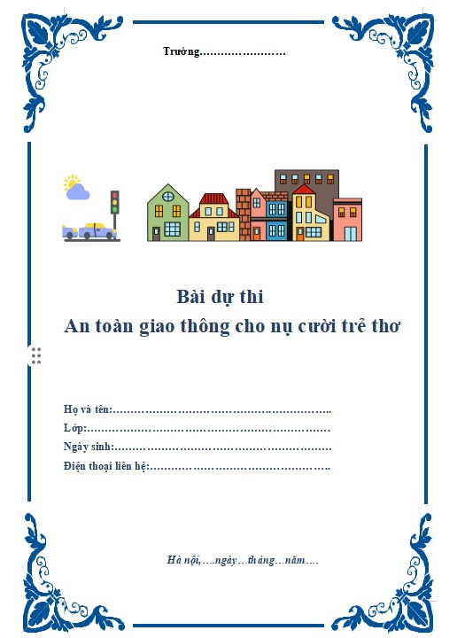 Bìa bài dự thi An toàn giao thông cho nụ cười trẻ thơ