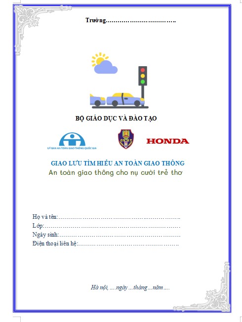 Bìa bài dự thi An toàn giao thông cho nụ cười trẻ thơ