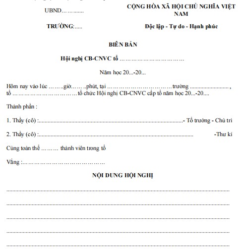 Biên bản hội nghị cán bộ công chức cấp tổ