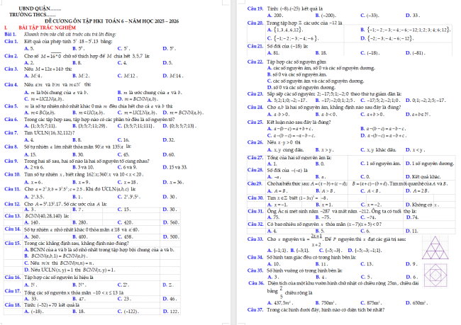 Đề cương học kì 1 môn Toán 6 Chân trời sáng tạo