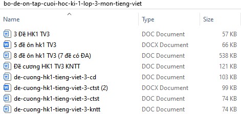 Bộ đề ôn thi cuối học kì 1 lớp 3 môn Tiếng Việt