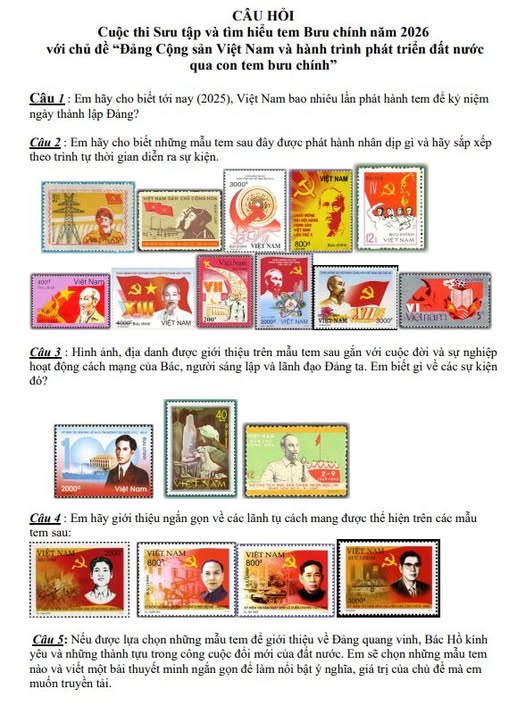 Câu hỏi Cuộc thi Tem bưu chính 2026