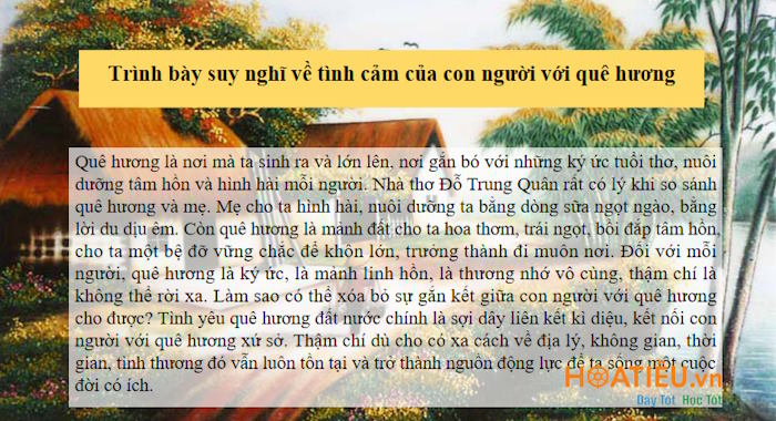 Trình bày suy nghĩ về tình cảm của con người với quê hương