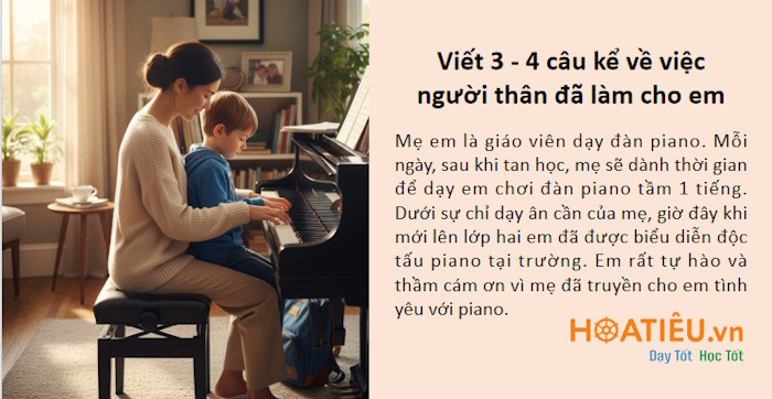 Viết 3-4 câu kể về một việc người thân đã làm cho em
