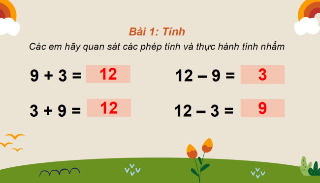 PowerPoint Ôn tập về phép cộng, phép trừ trong phạm vi 20