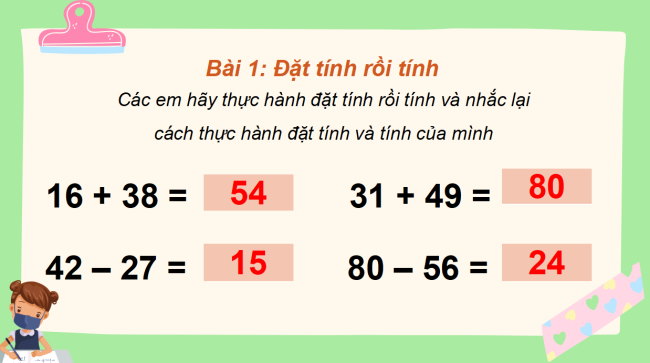 PowerPoint Ôn tập về phép cộng, phép trừ trong phạm vi 100