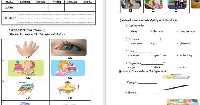 Đề thi học kì 1 Tiếng Anh 3 Kết nối tri thức