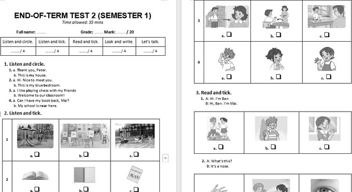 Đề thi học kì 1 Tiếng Anh 3 Kết nối tri thức