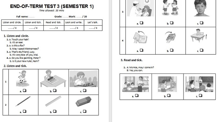 Đề thi học kì 1 Tiếng Anh 3 Kết nối tri thức