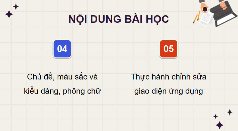 Chỉnh sửa các thành phần giao diện