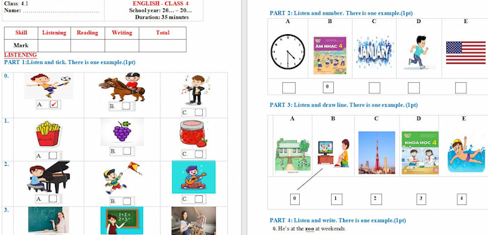 Đề thi Tiếng Anh lớp 4 kì 1 Global Success