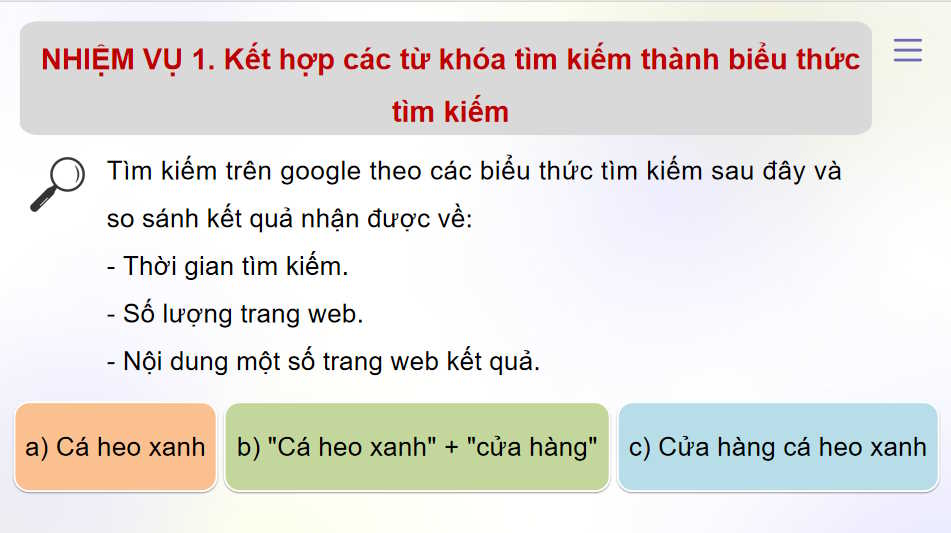 Giáo án PowerPoint Tin học 11 Bài 2 Thực hành một số tính năng hữu ích của máy tìm kiếm