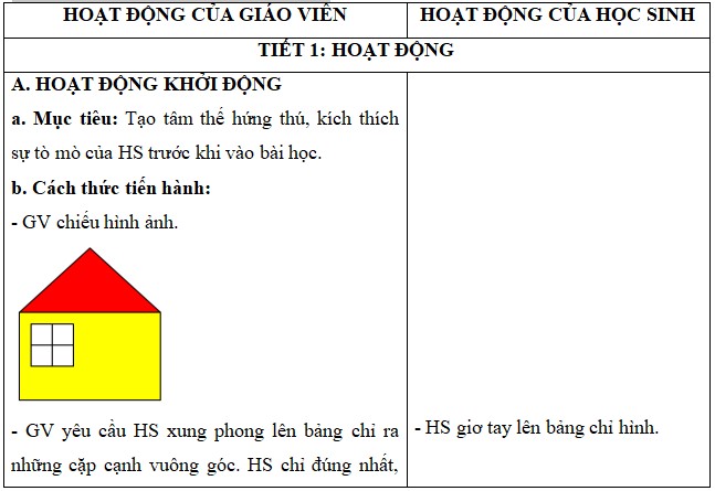 Giáo án PowerPoint Toán 4 Bài 28: Thực hành và trải nghiệm vẽ hai đường thẳng vuông góc
