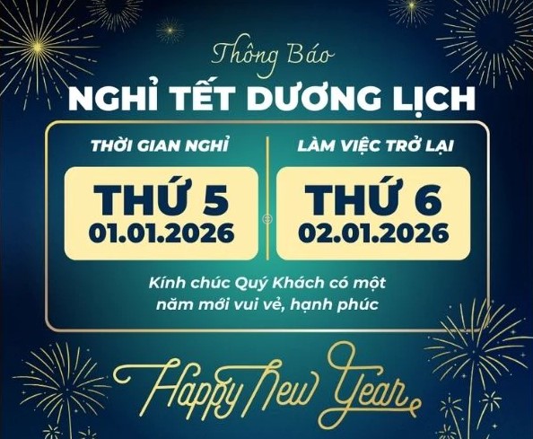 Mẫu ảnh thông báo lịch nghỉ Tết dương lịch 2026
