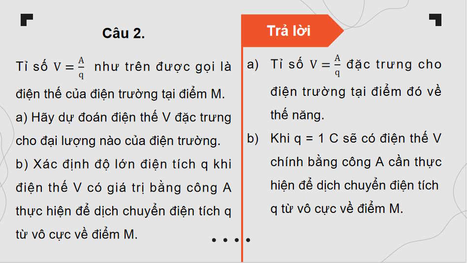 Vật lí 11 Bài 20: Điện thế
