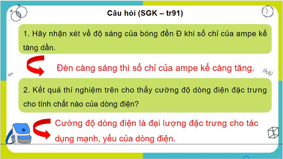 Vật lí 11 Bài 22: Cường độ dòng điện