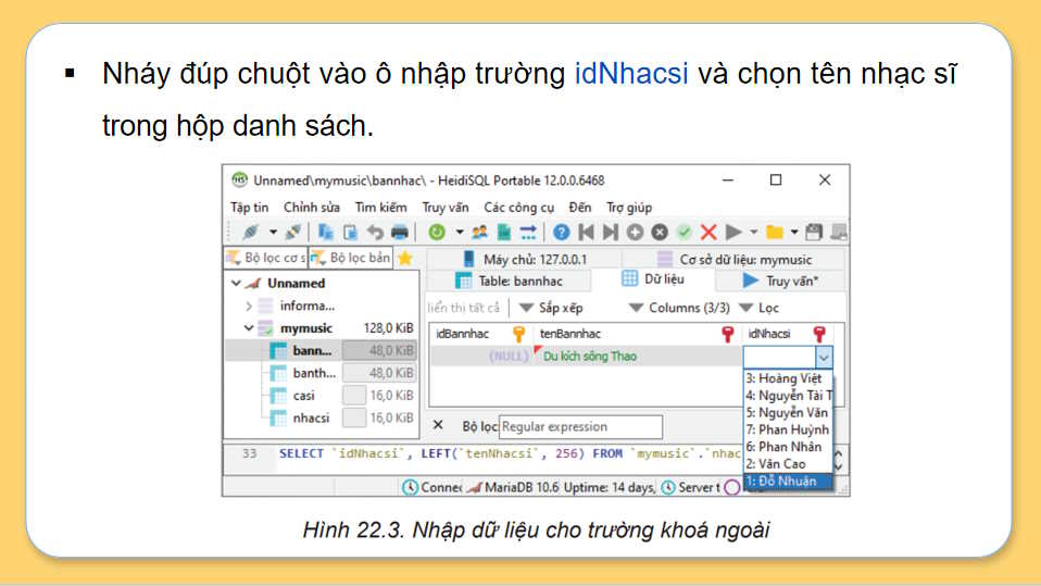 Giáo án Tin học 11 Bài 22: Thực hành cập nhật bảng dữ liệu có tham chiếu